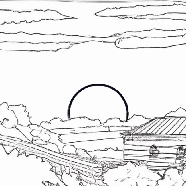 desenhos por do sol fazenda imprimir pintar arte rural 1