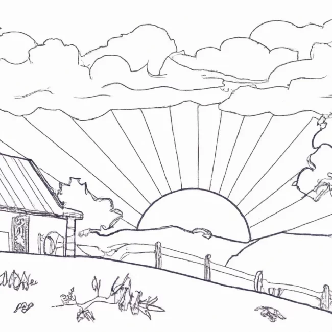 desenhos por do sol fazenda imprimir pintar arte rural 5