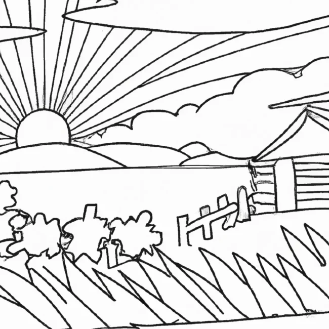 desenhos por do sol fazenda imprimir pintar arte rural 7