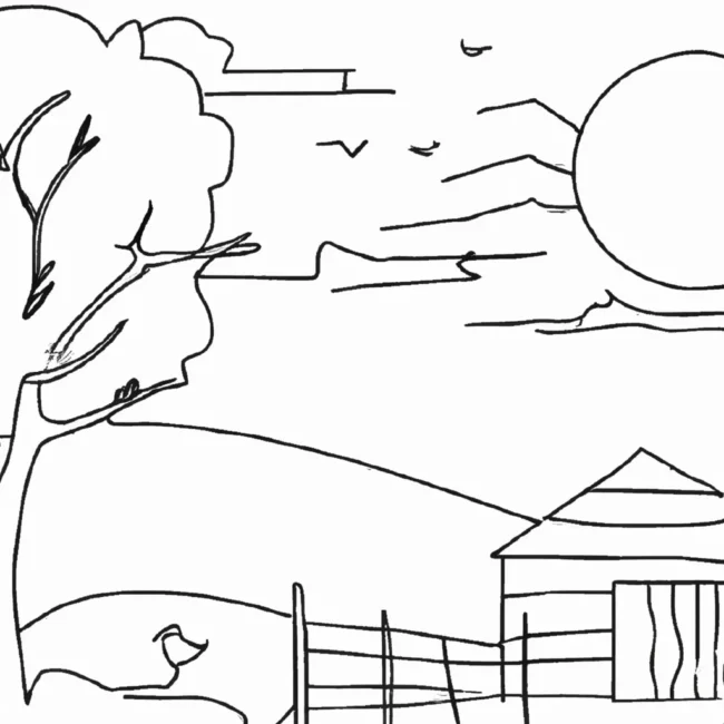 desenhos por do sol fazenda imprimir pintar arte rural 10