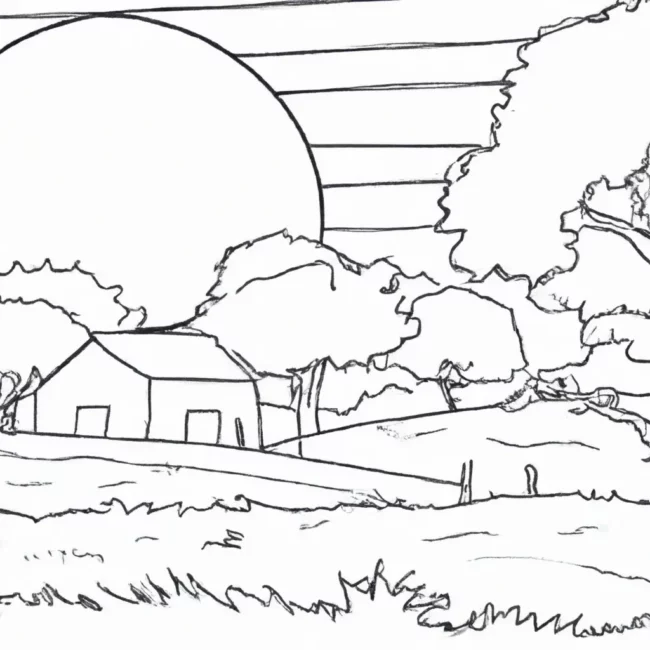desenhos por do sol fazenda imprimir pintar arte rural 11