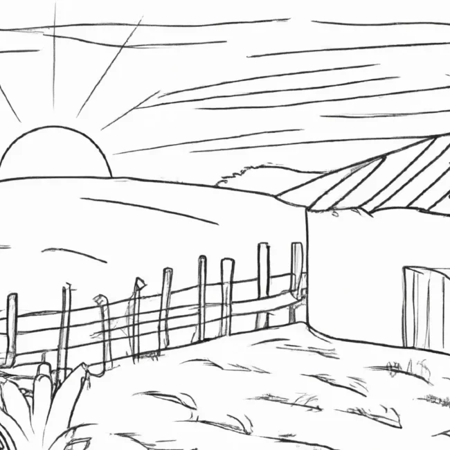desenhos por do sol fazenda imprimir pintar arte rural 13