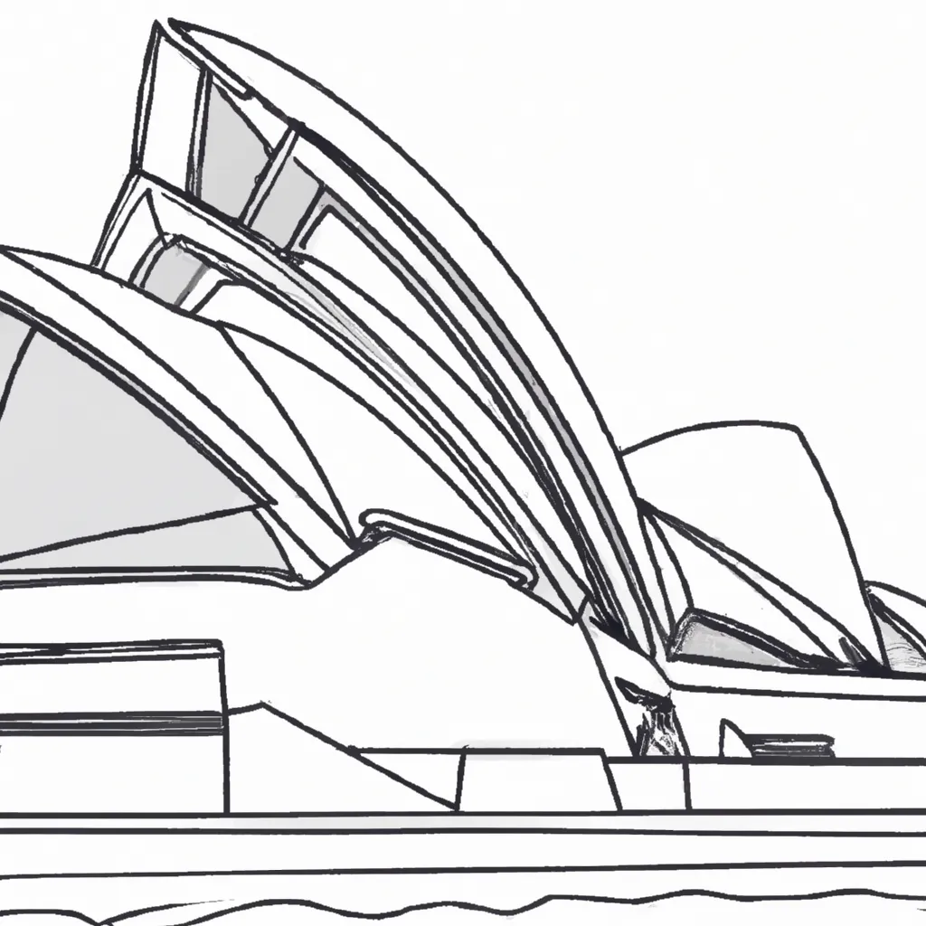 desenhos opera house sydney imprimir pintar onda arquitetura 6