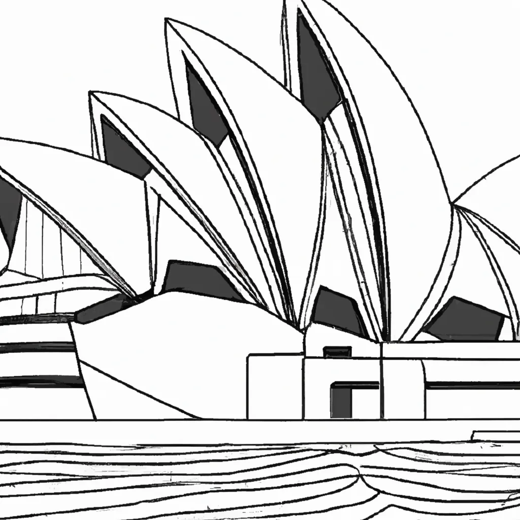 desenhos opera house sydney imprimir pintar onda arquitetura 7