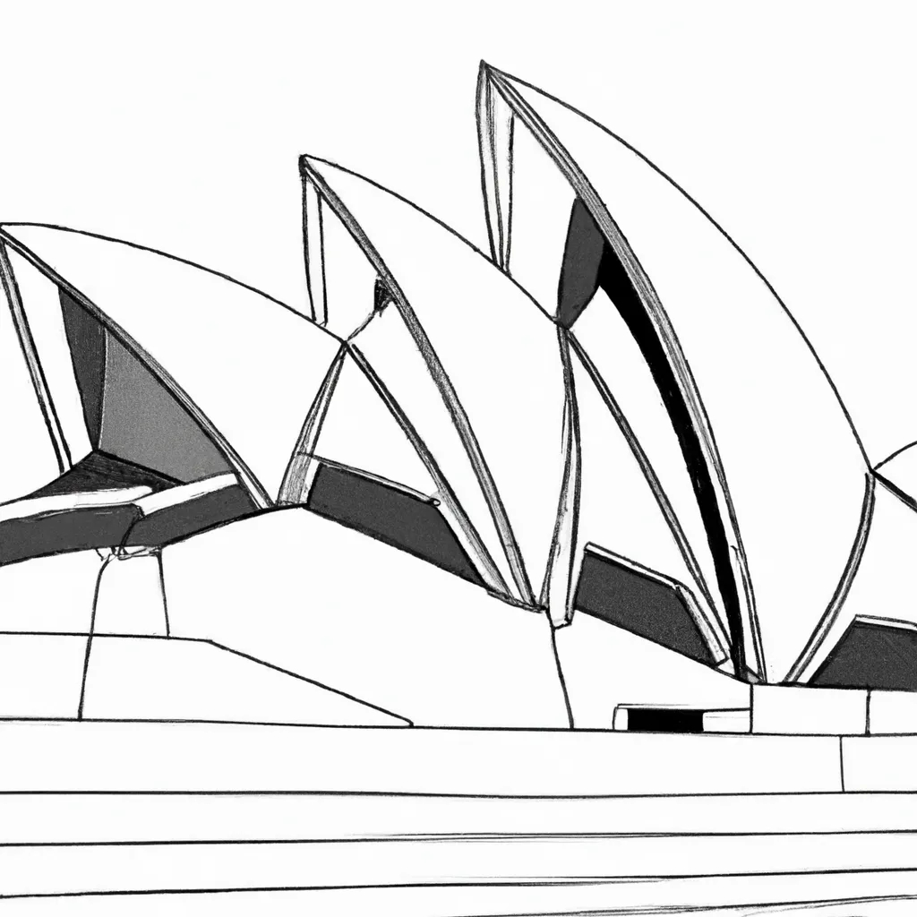 desenhos opera house sydney imprimir pintar onda arquitetura 9