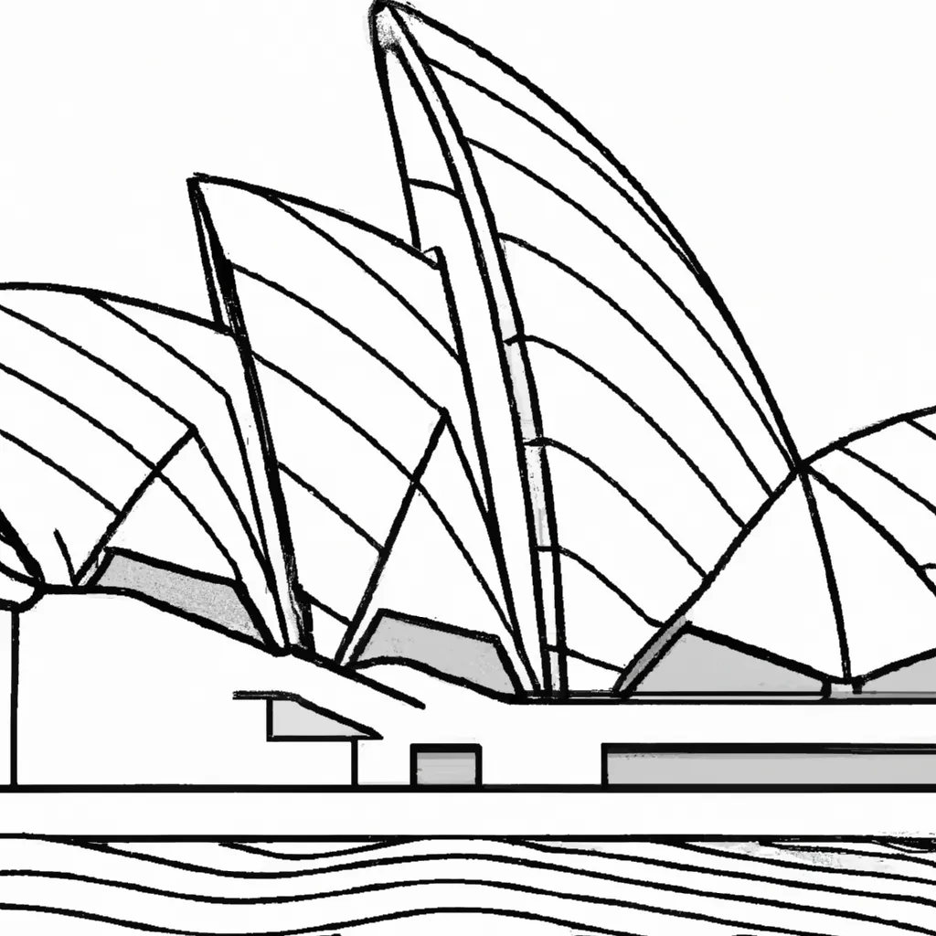 desenhos opera house sydney imprimir pintar onda arquitetura 10