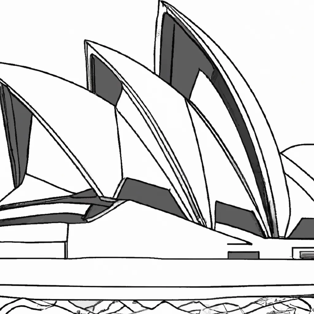 desenhos opera house sydney imprimir pintar onda arquitetura 11