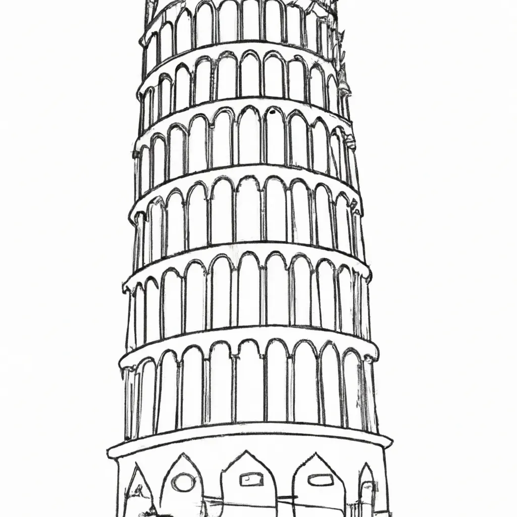 torre pisa inclinada desenhos imprimir pintar 1