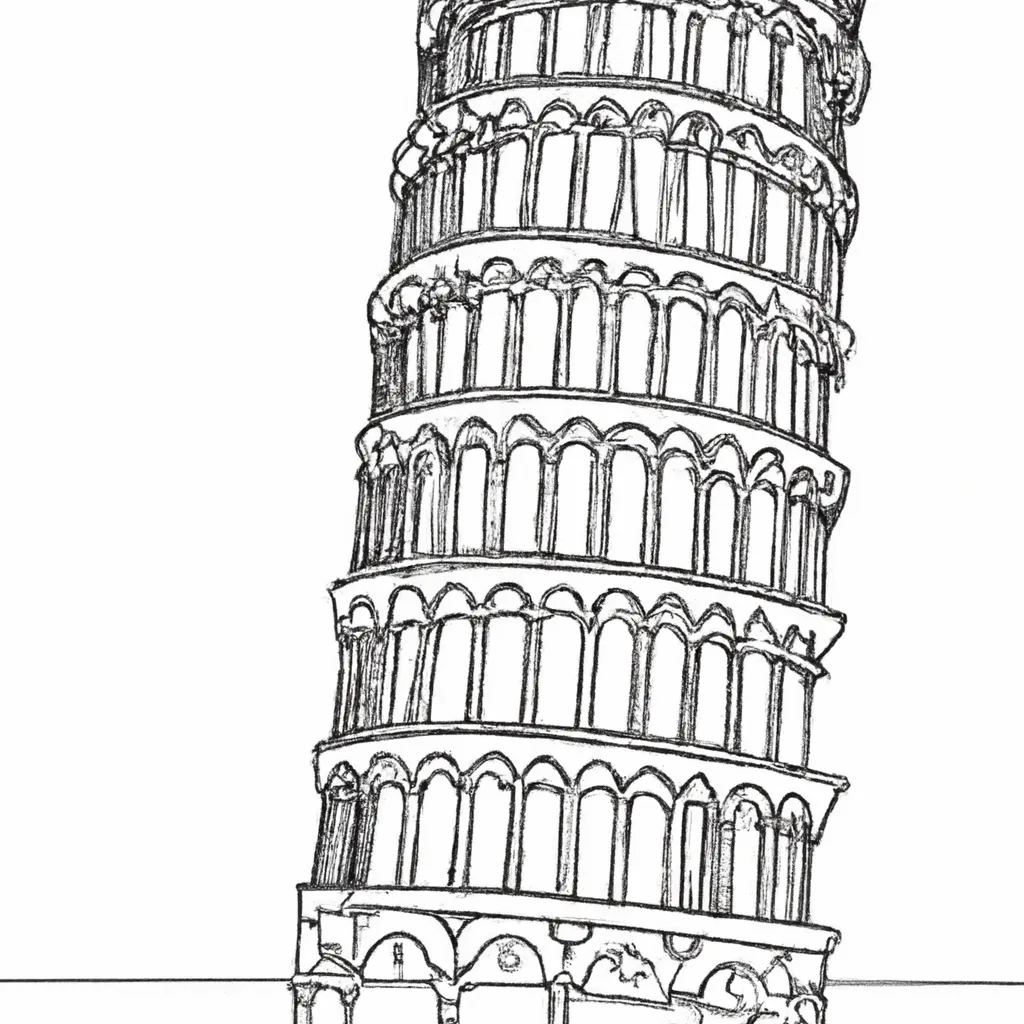 torre pisa inclinada desenhos imprimir pintar 5