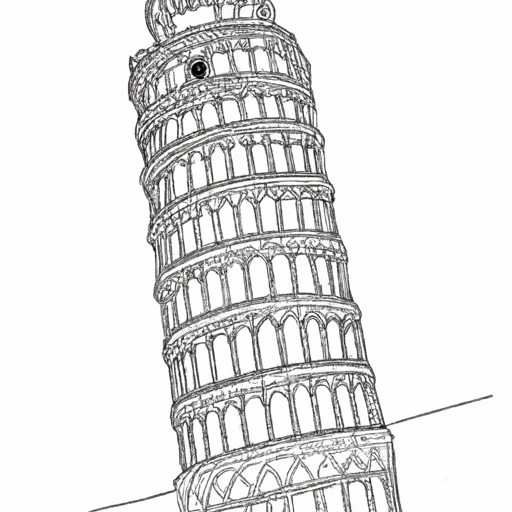 torre pisa inclinada desenhos imprimir pintar 7