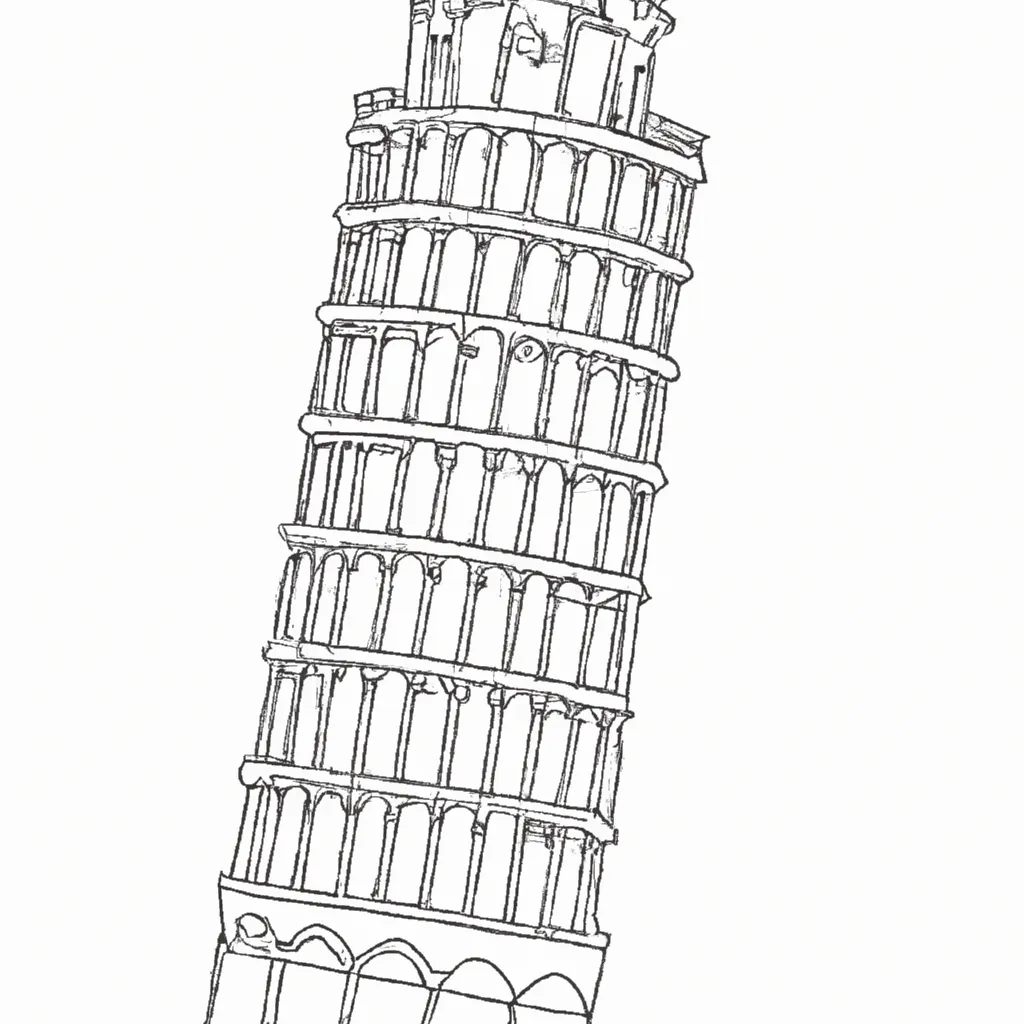 torre pisa inclinada desenhos imprimir pintar 10