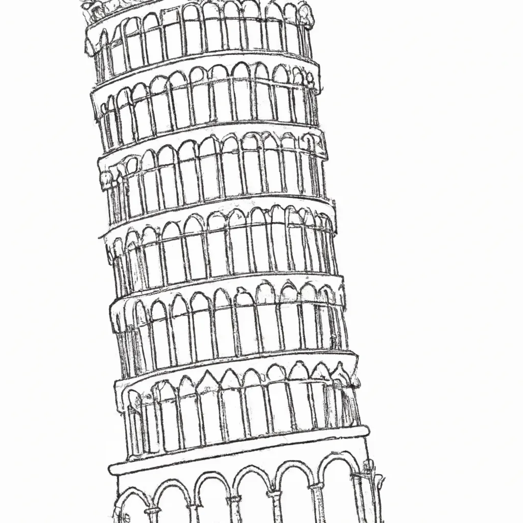 torre pisa inclinada desenhos imprimir pintar 12