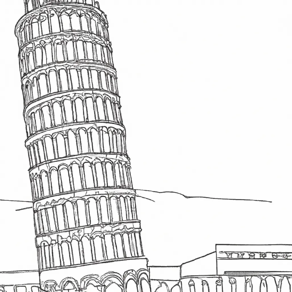 torre pisa inclinada desenhos imprimir pintar 13