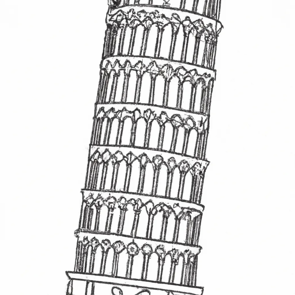 torre pisa inclinada desenhos imprimir pintar 14