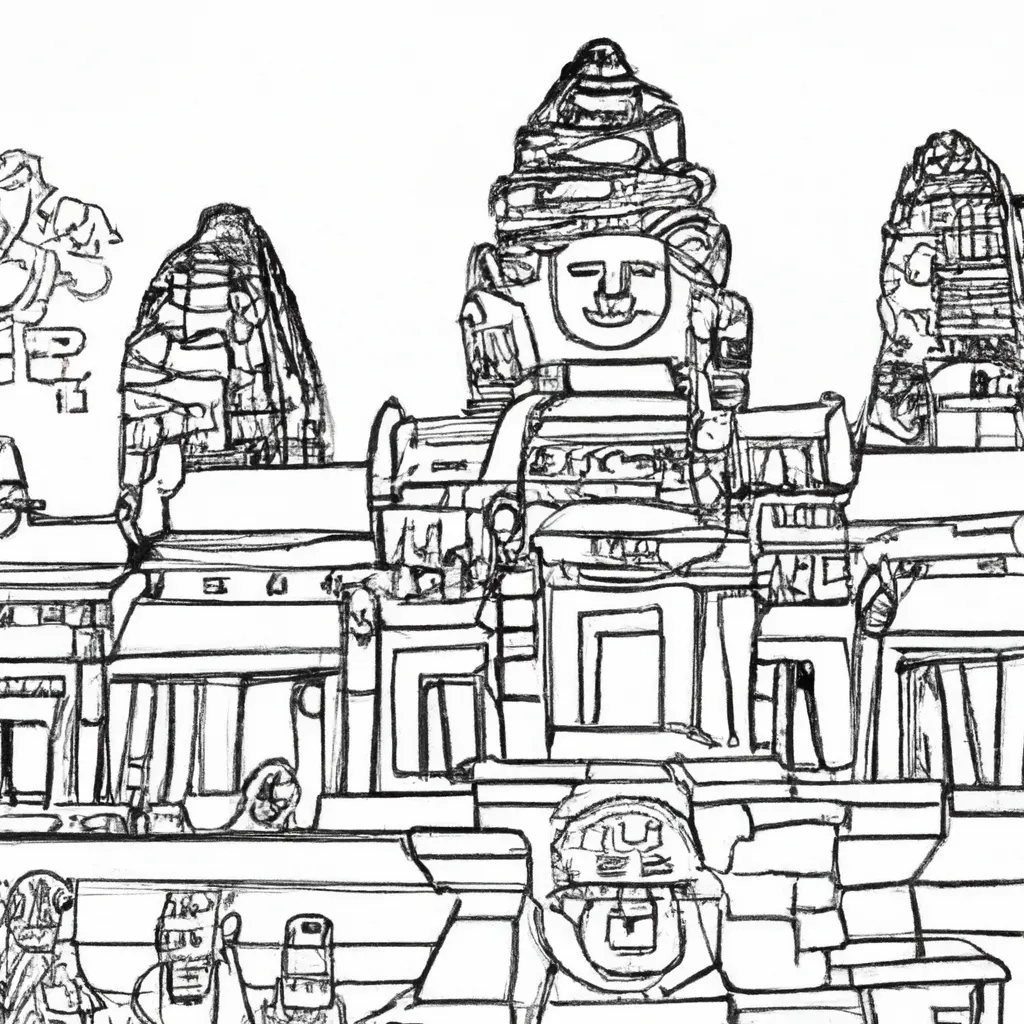desenhos templo angkor imprimir pintar espetaculo cambojano 6