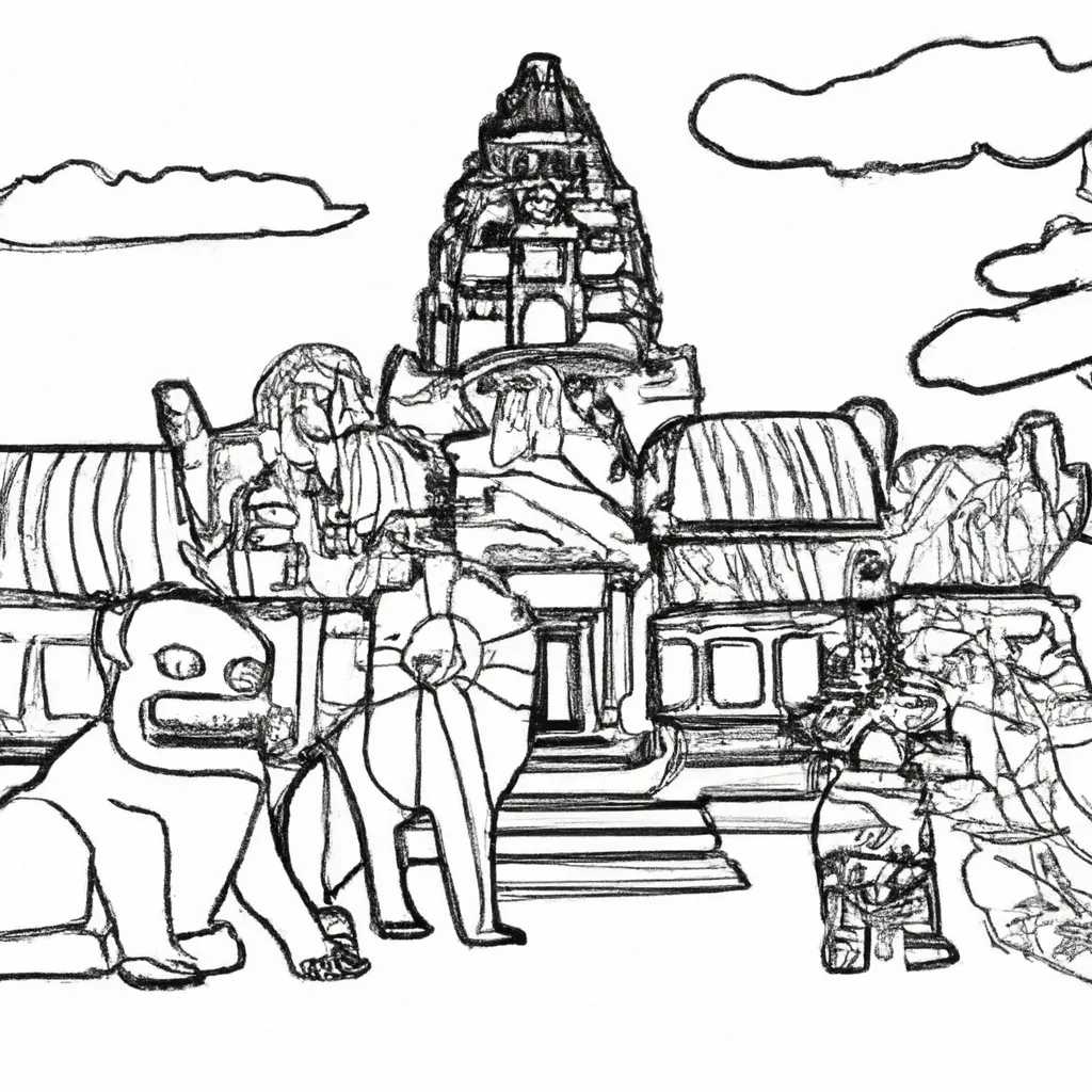 desenhos templo angkor imprimir pintar espetaculo cambojano 10