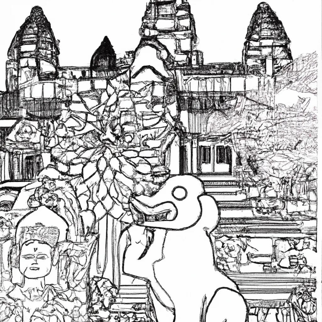 desenhos templo angkor imprimir pintar espetaculo cambojano 11