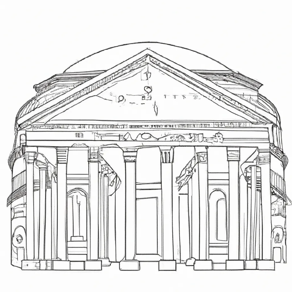 desenhos pantheon roma imprimir pintar 3
