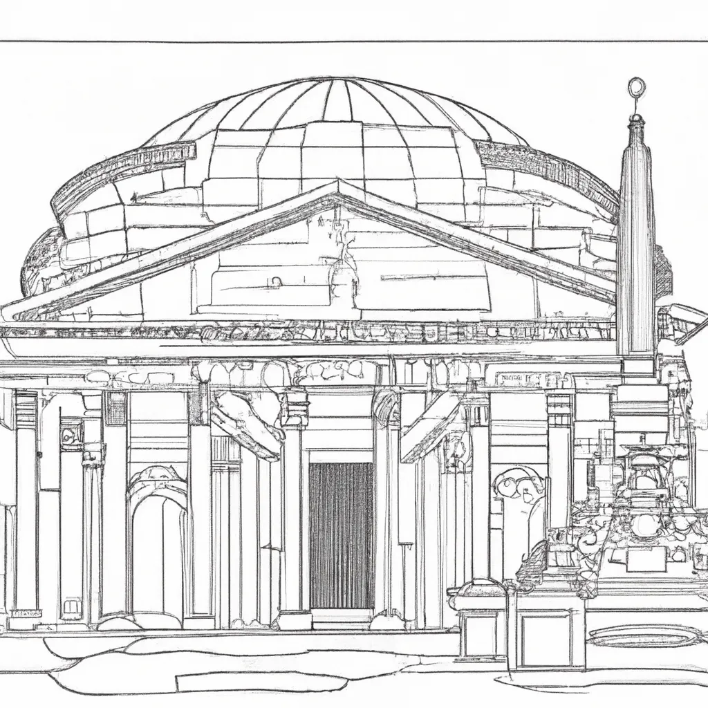 desenhos pantheon roma imprimir pintar 13