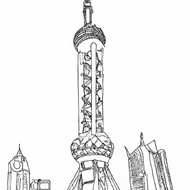 torre shanghai desenhos imprimir pintar