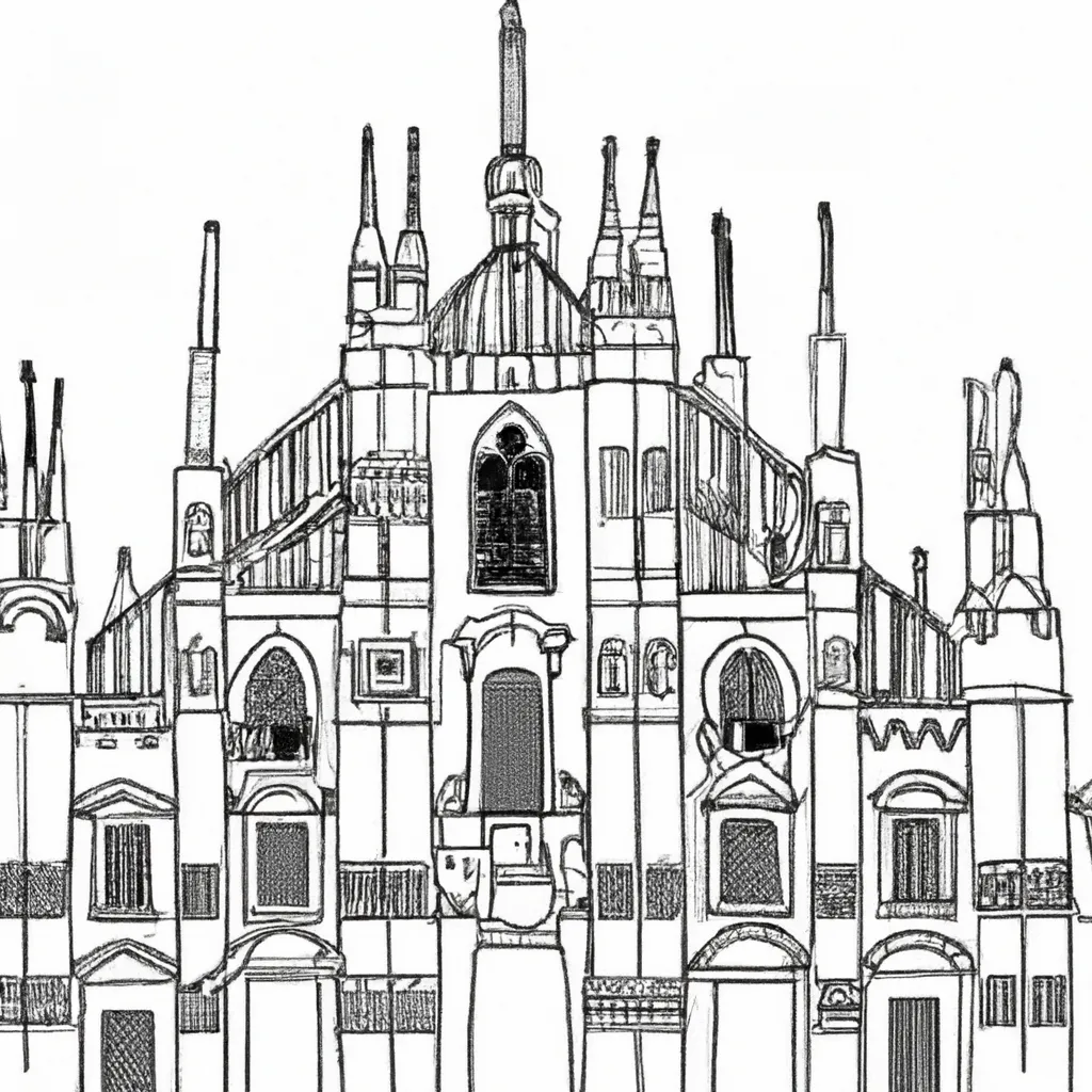 catedral milao desenhos imprimir pintar 7