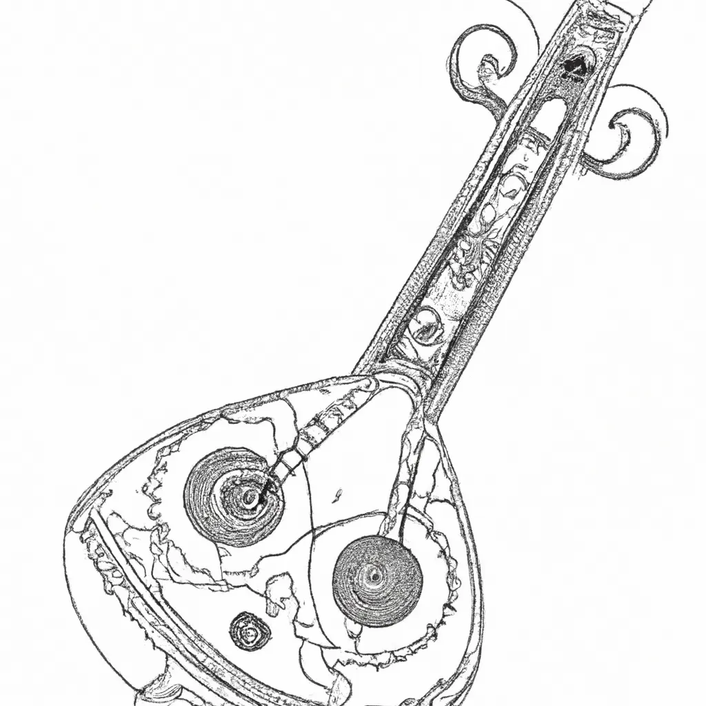 sitar indiano desenhos instrumentos musicais imprimir colorir 2