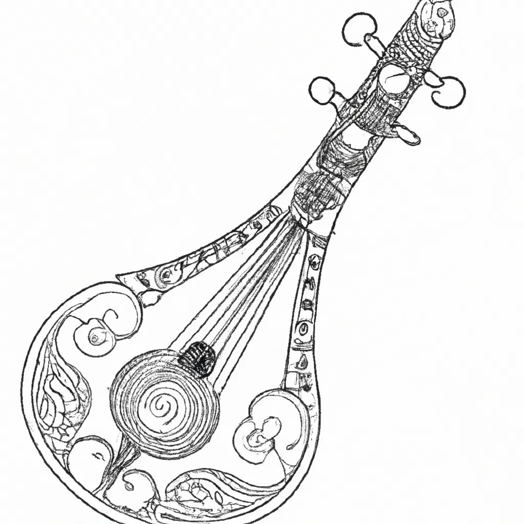 sitar indiano desenhos instrumentos musicais imprimir colorir 6