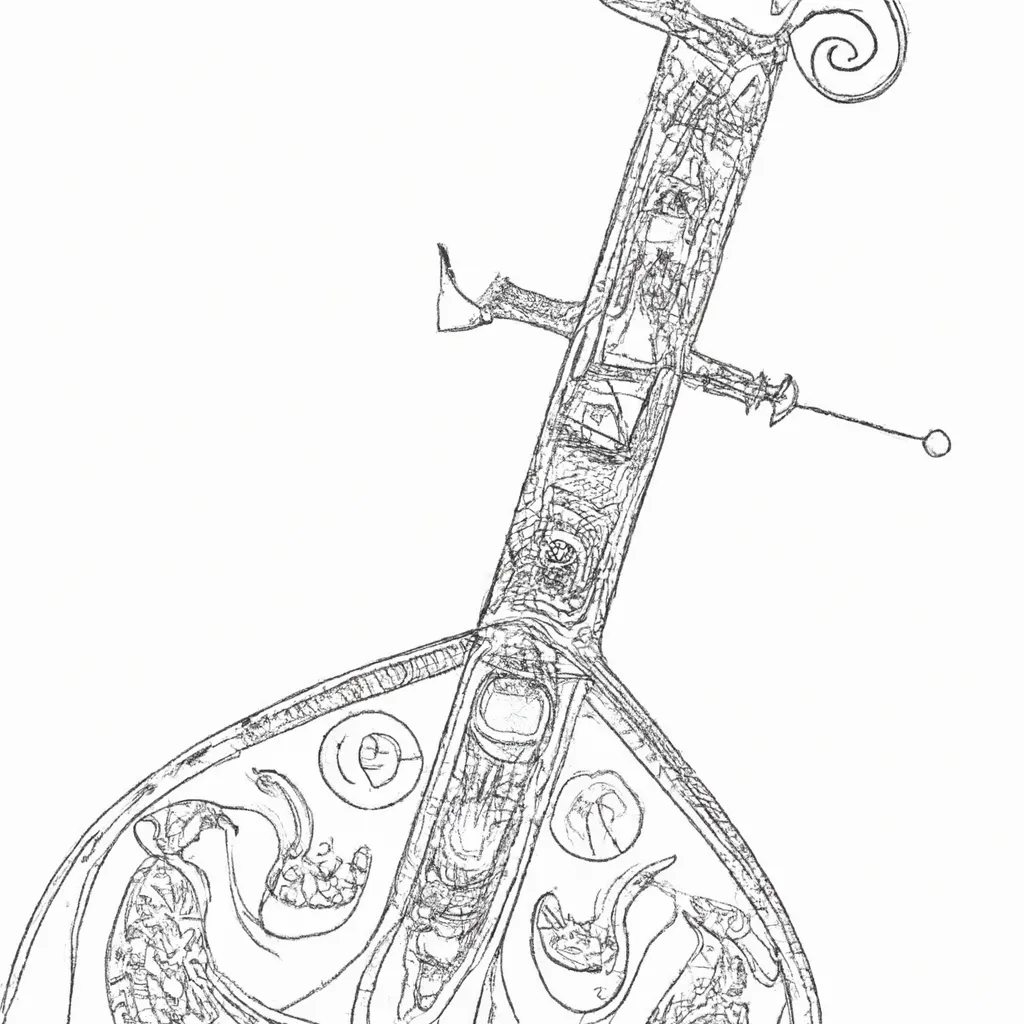 sitar indiano desenhos instrumentos musicais imprimir colorir 10
