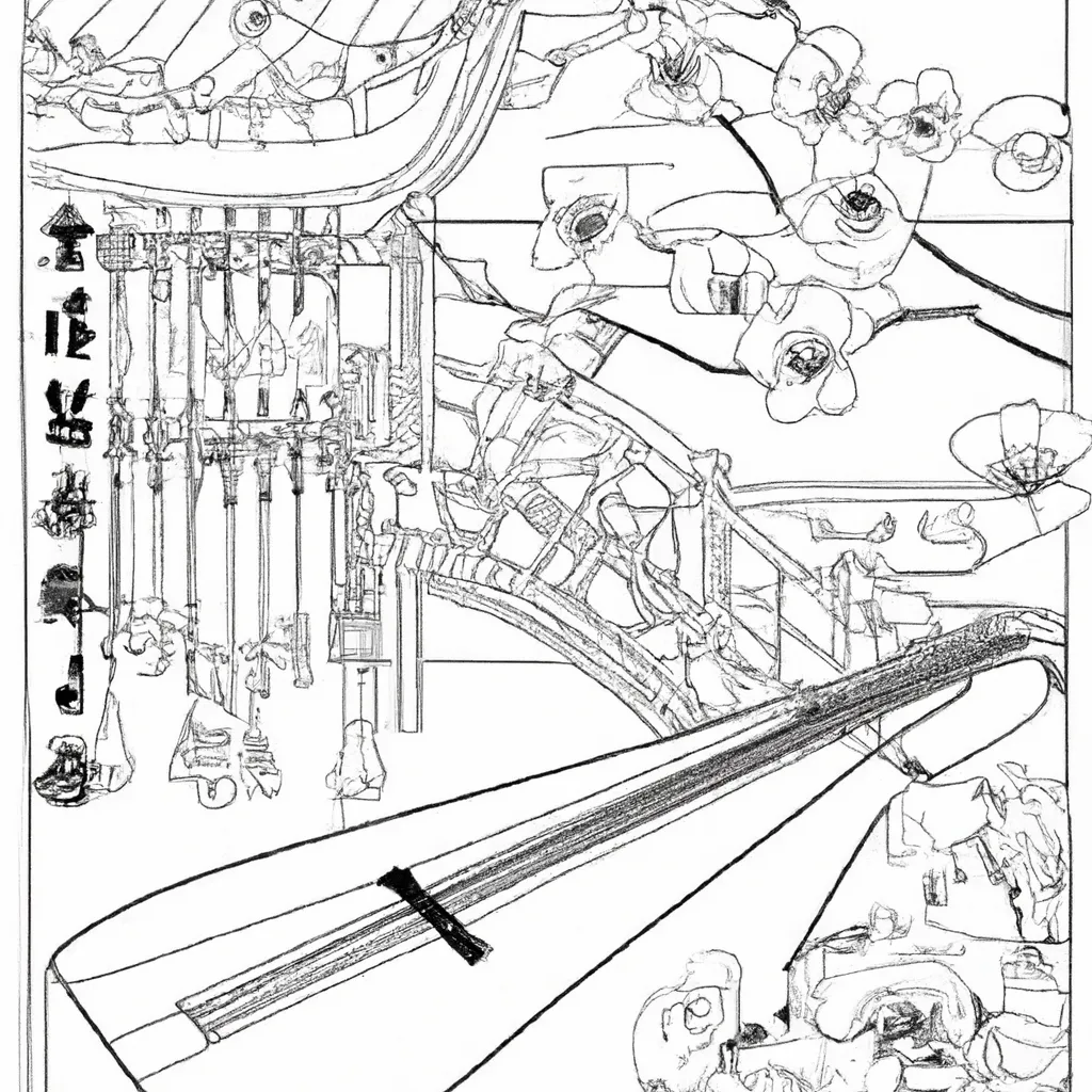 desenhos guzheng chines imprimir pintar