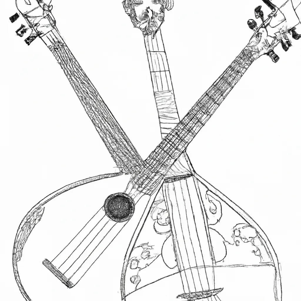 desenhos balalaika russo imprimir pintar trio cordas 1
