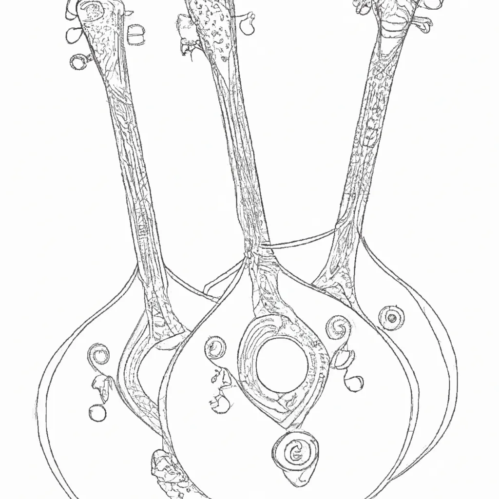 desenhos balalaika russo imprimir pintar trio cordas 2