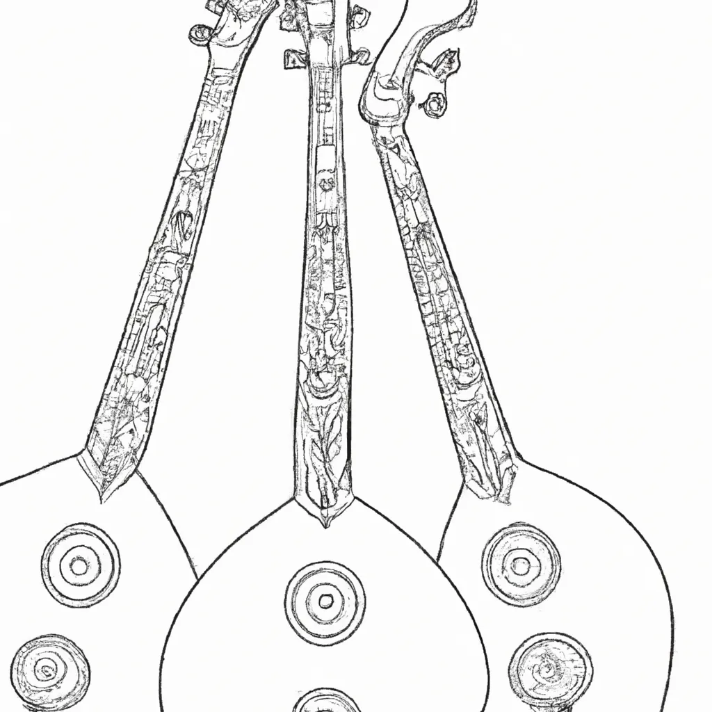 desenhos balalaika russo imprimir pintar trio cordas 6