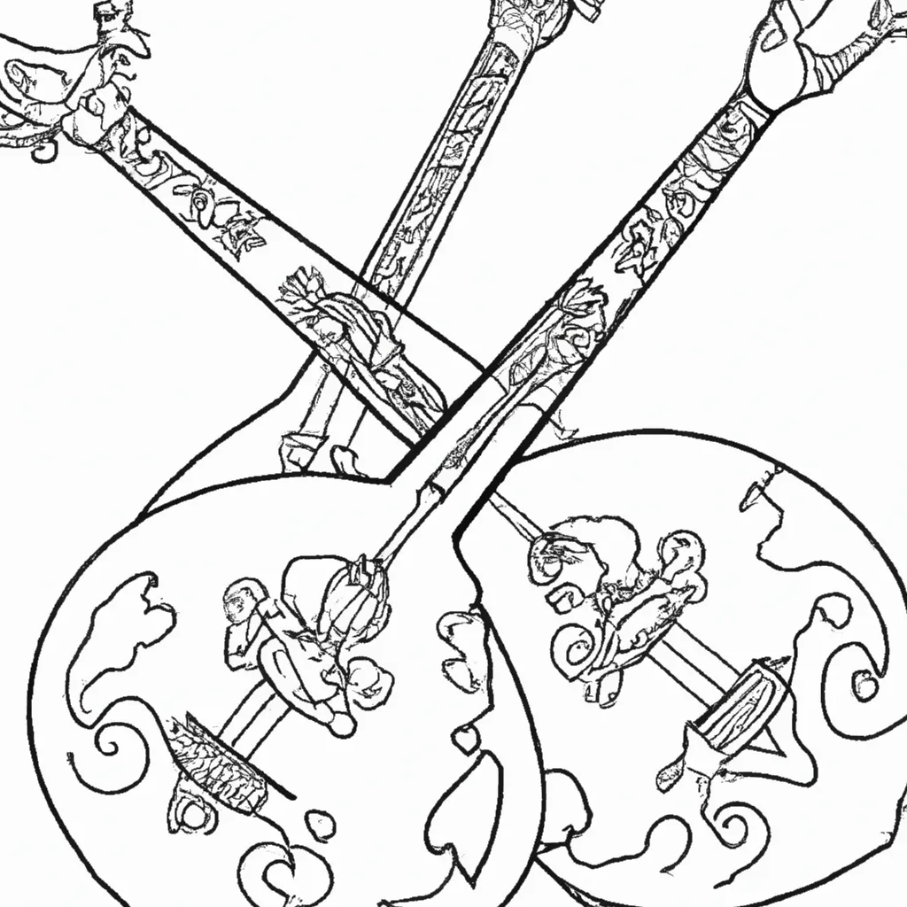 desenhos balalaika russo imprimir pintar trio cordas 10