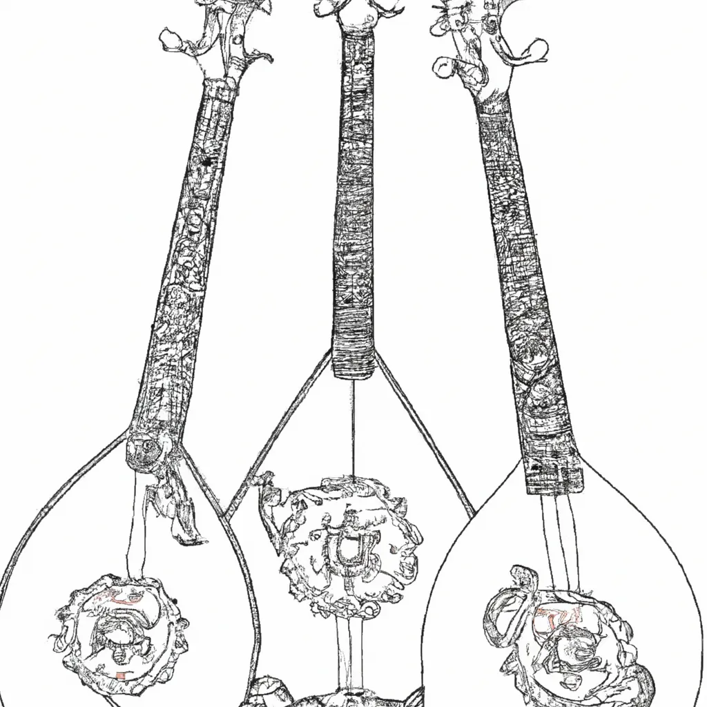 desenhos balalaika russo imprimir pintar trio cordas 11