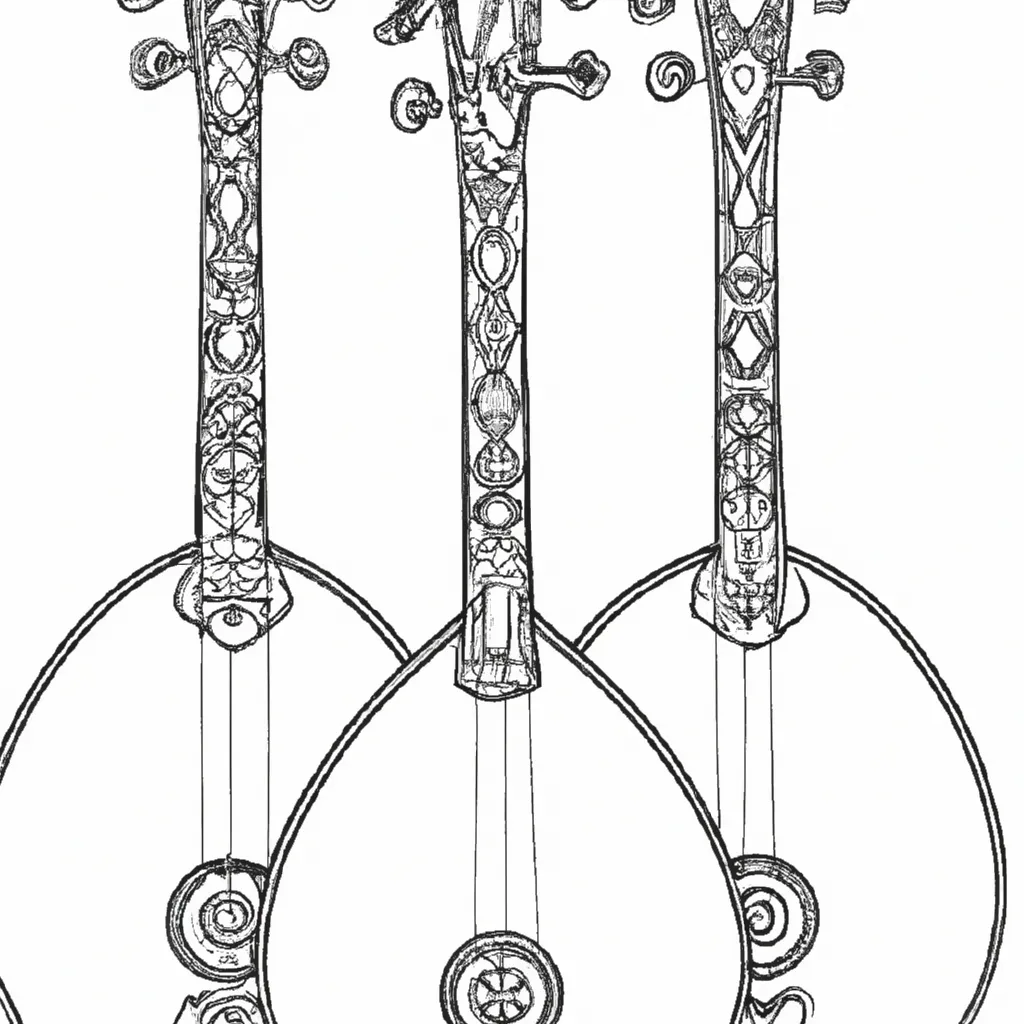 desenhos balalaika russo imprimir pintar trio cordas 13