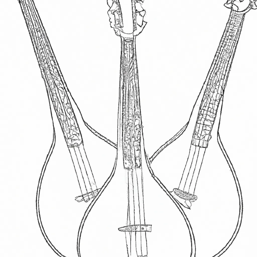 desenhos balalaika russo imprimir pintar trio cordas 14