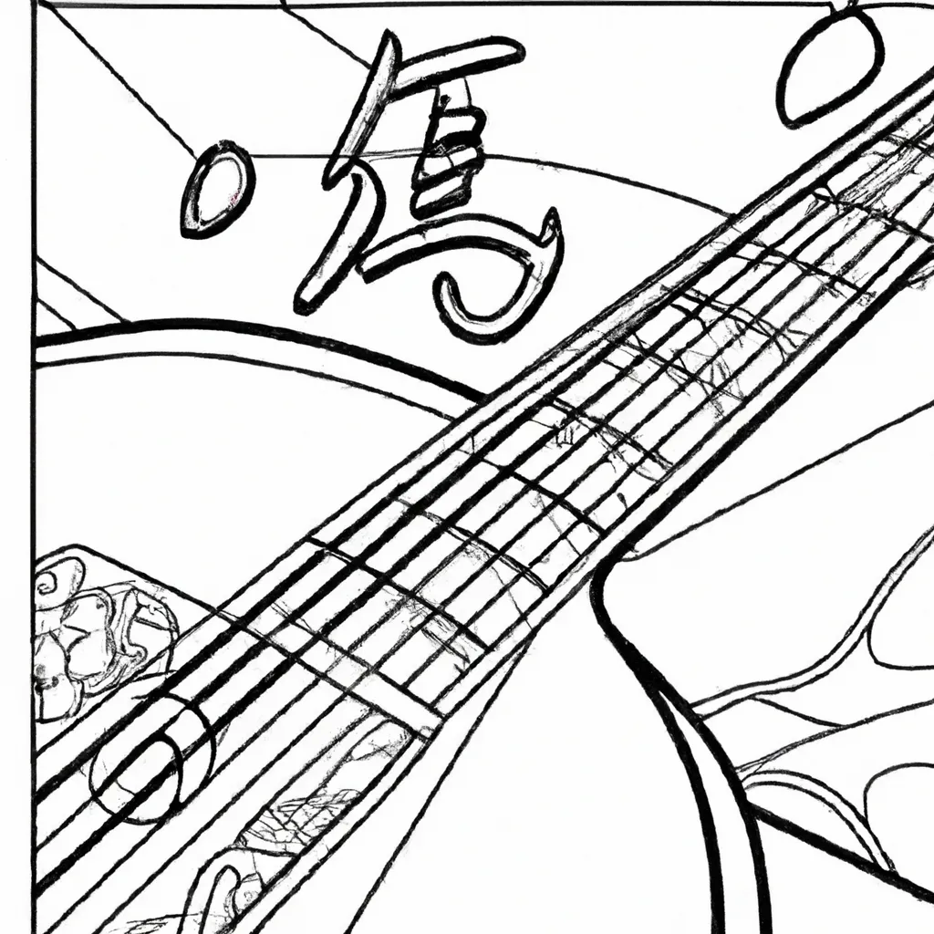 desenhos shamisen japones imprimir pintar 4