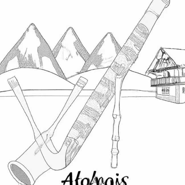 alphorn alpes desenhos imprimir pintar