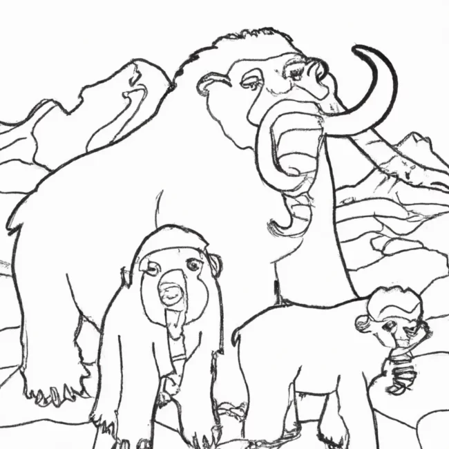 desenhos mamute lanoso imprimir pintar