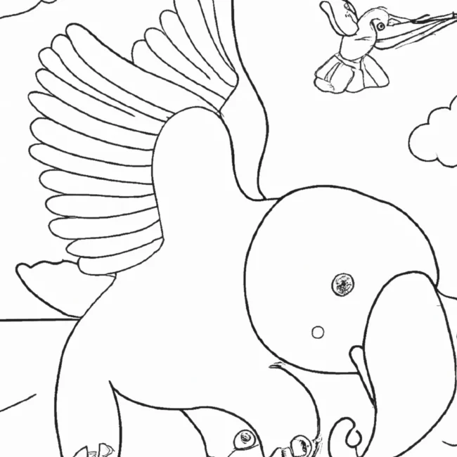 desenhos passaro elefante imprimir pintar voo impossivel 14