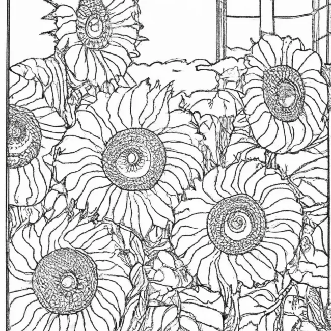 girassois van gogh desenhos imprimir pintar 10