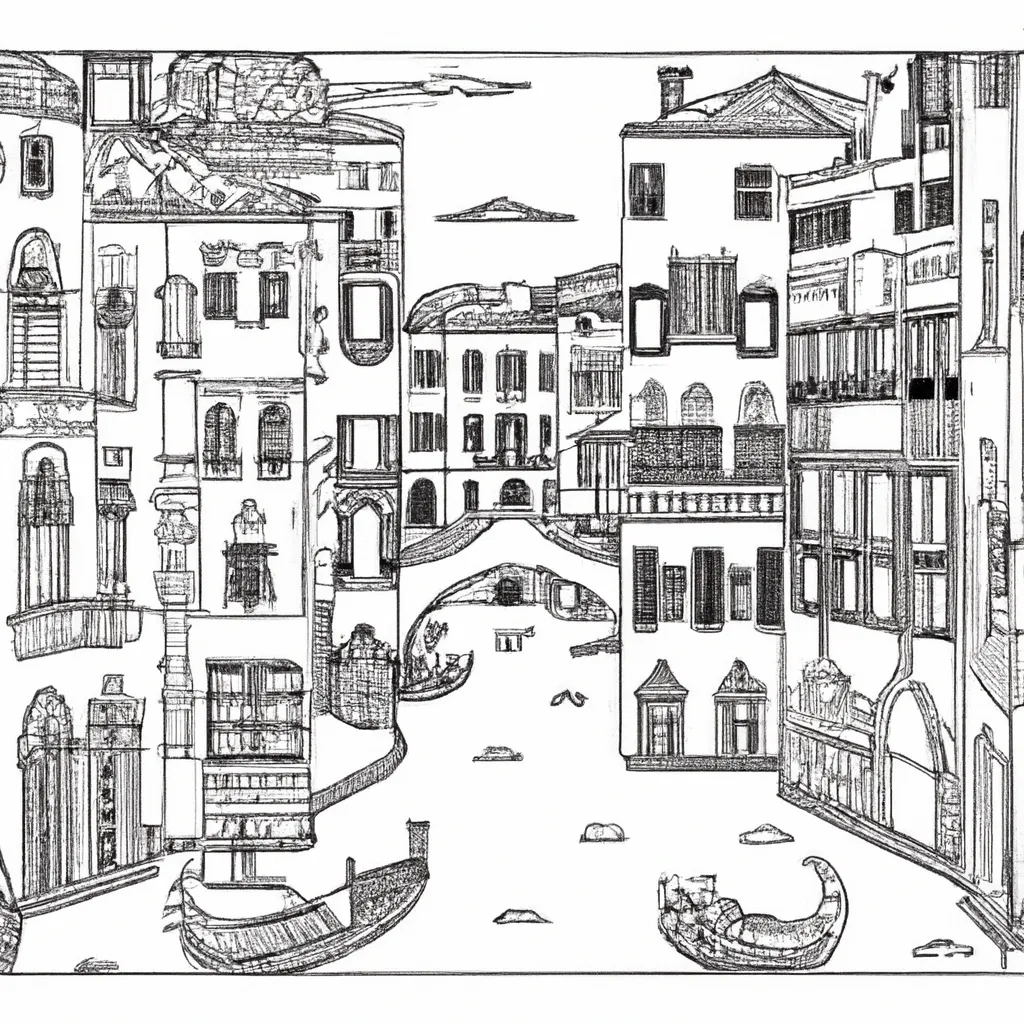 pinte canais veneza desenhos imprimir pintar 4