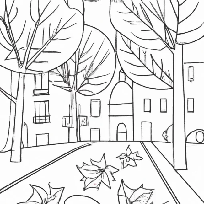cores outono ruas cidade desenhos imprimir pintar 1
