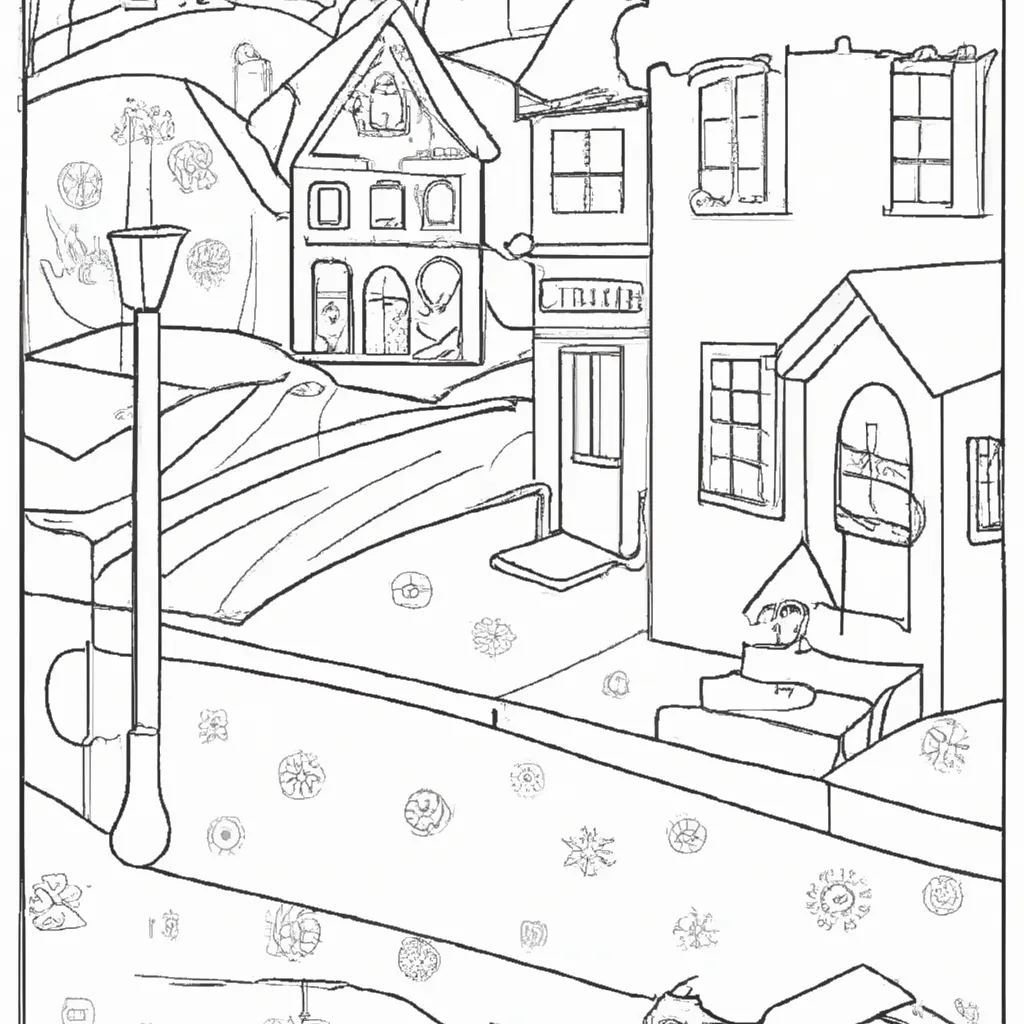 encanto ruas cobertas neve desenhos imprimir pintar 1