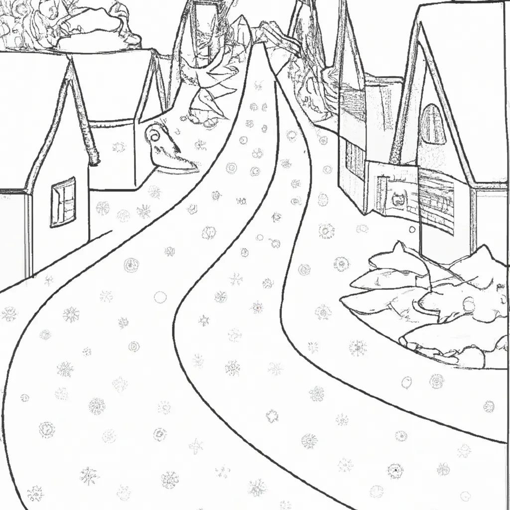 encanto ruas cobertas neve desenhos imprimir pintar 8
