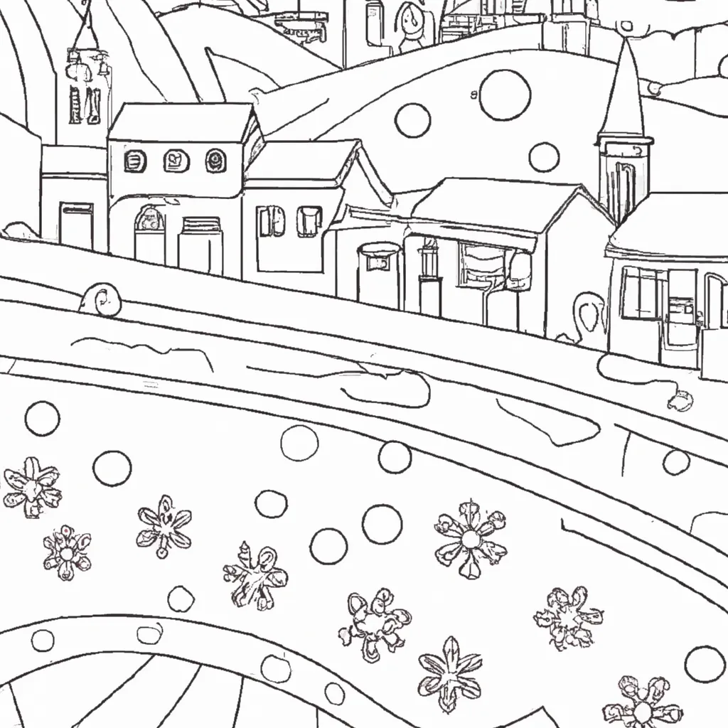 encanto ruas cobertas neve desenhos imprimir pintar 13