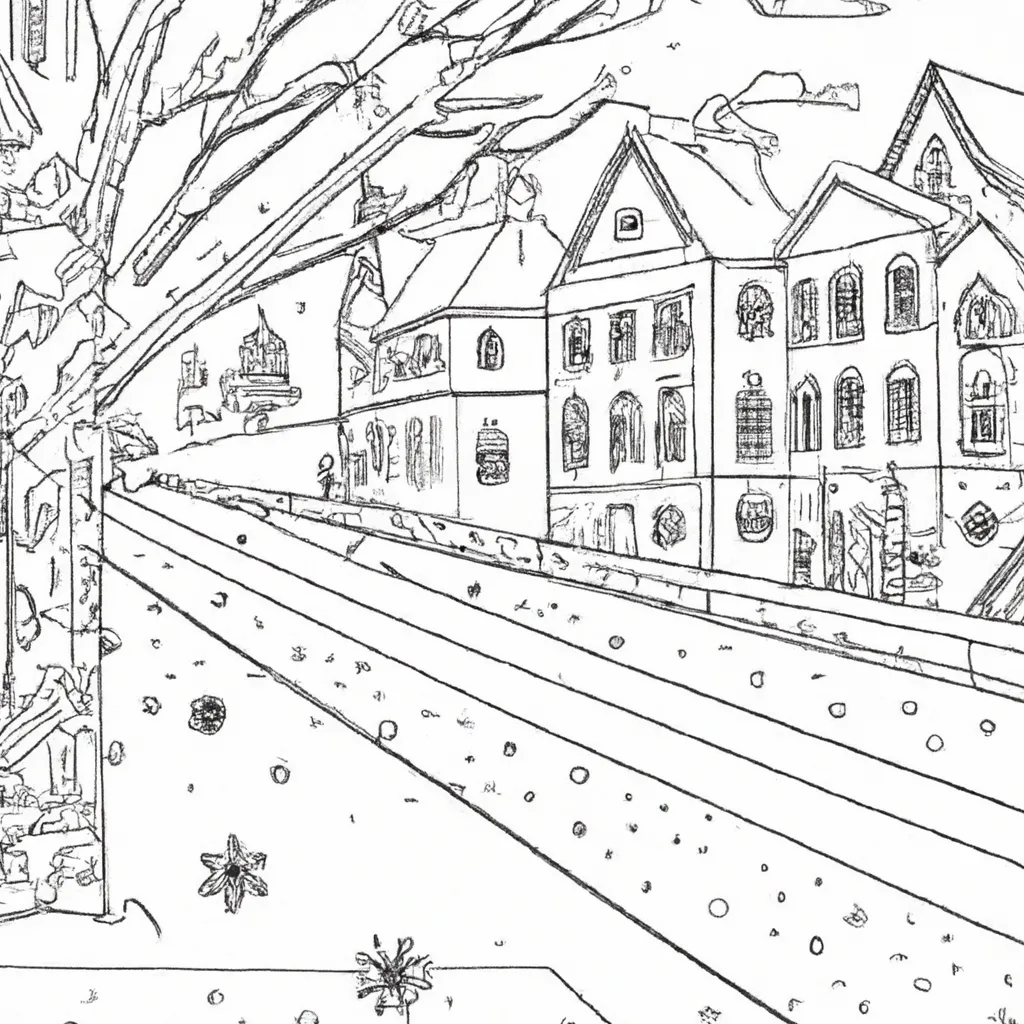 encanto ruas cobertas neve desenhos imprimir pintar 14