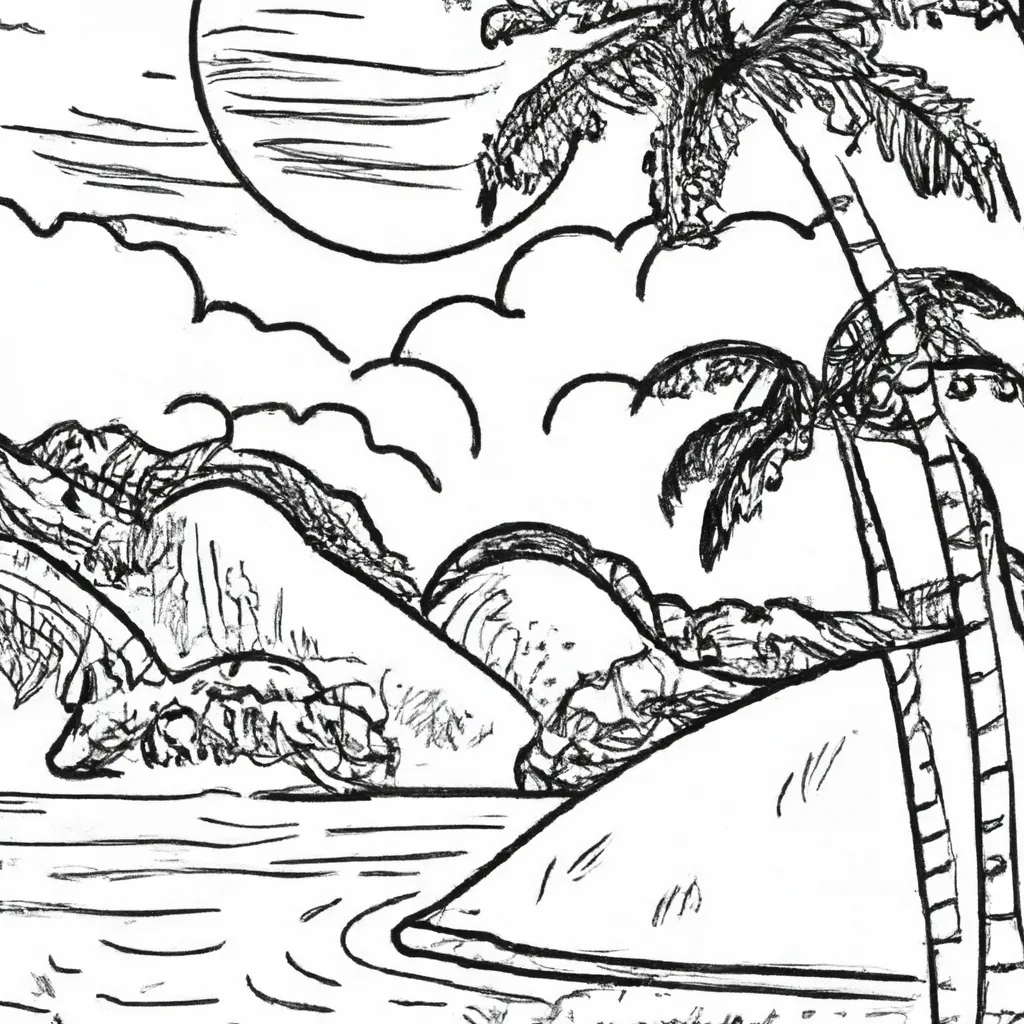 beleza ilhas paradisiacas desenhos imprimir pintar 7
