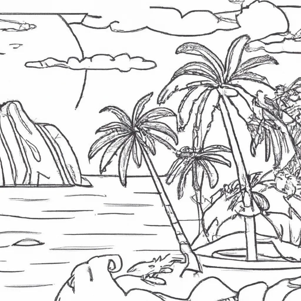 beleza ilhas paradisiacas desenhos imprimir pintar 11