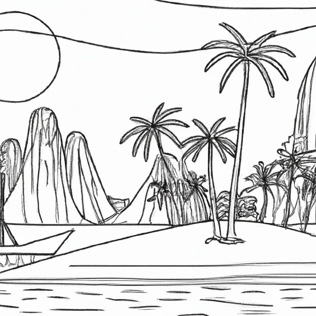 beleza ilhas paradisiacas desenhos imprimir pintar 13